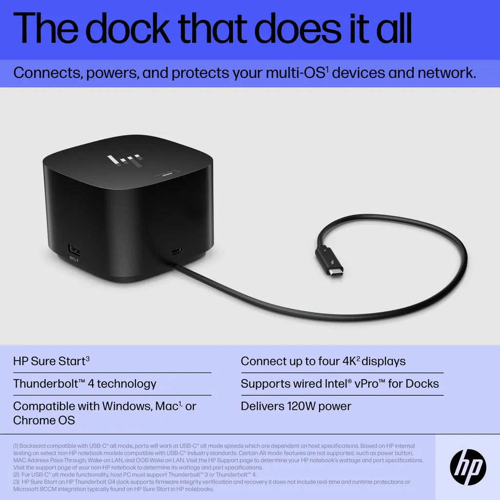 HP Thunderbolt 4 Dock G4 120W – Black 4J0A2AA